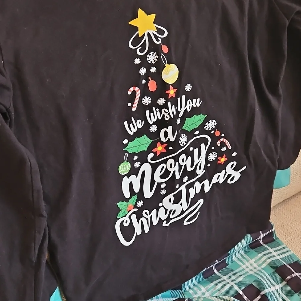 Kids Christmas Pajamas - Black and Green